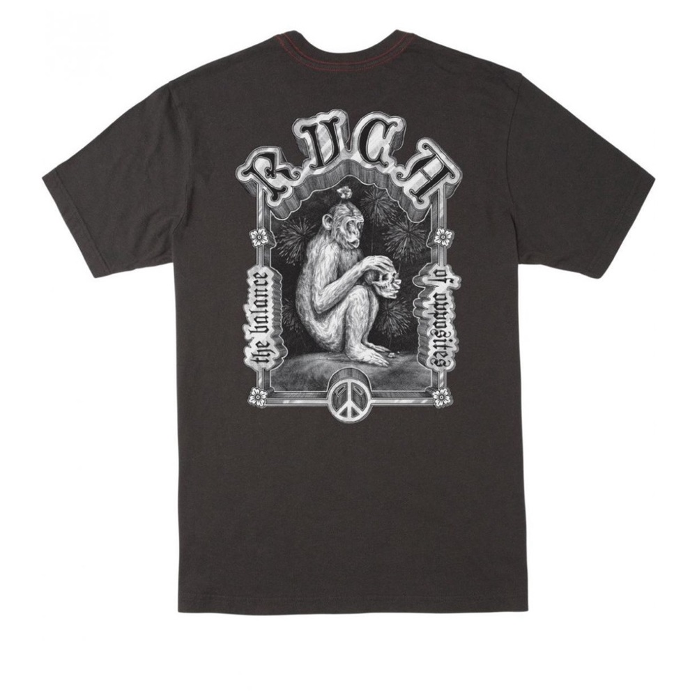 RVCA Men's Balance The Monkey Tee T-Shirt Charcoal Black Large NWT